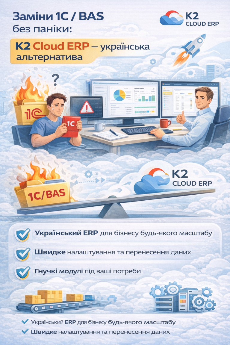 Заміни 1С/BAS без паніки без vendor lock: відкритий код K2 ERP