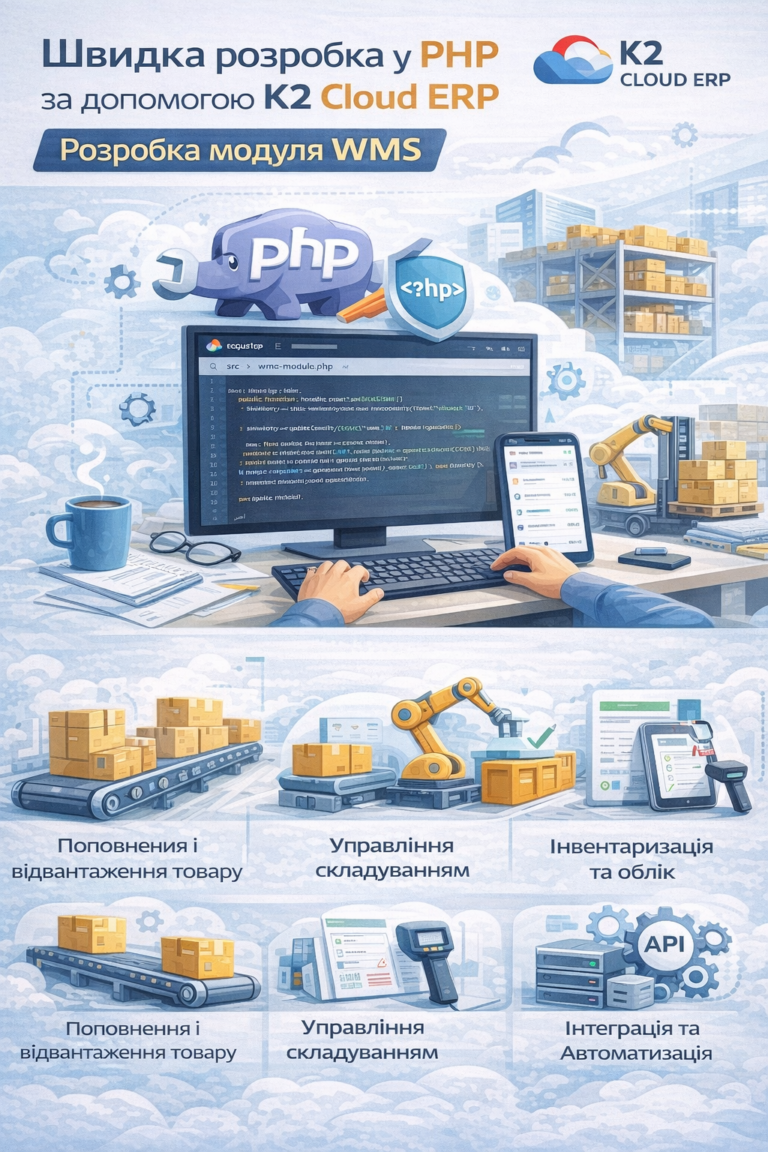 Швидка розробка в PHP за допомогою K2 ERP. Розробка модуля WMS без vendor lock: відкритий к…