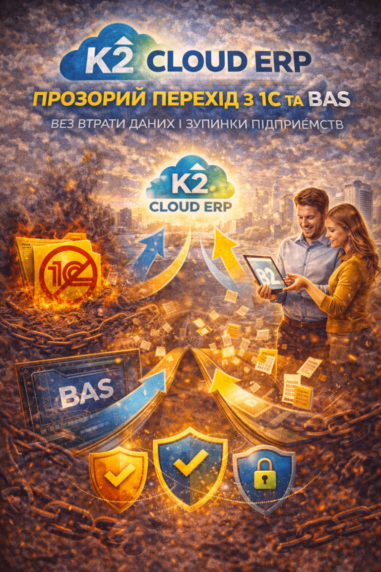 K2 ERP прозорий перехід з 1с та Bas без втрати даних і зупинки підприємств без vendor lock:…