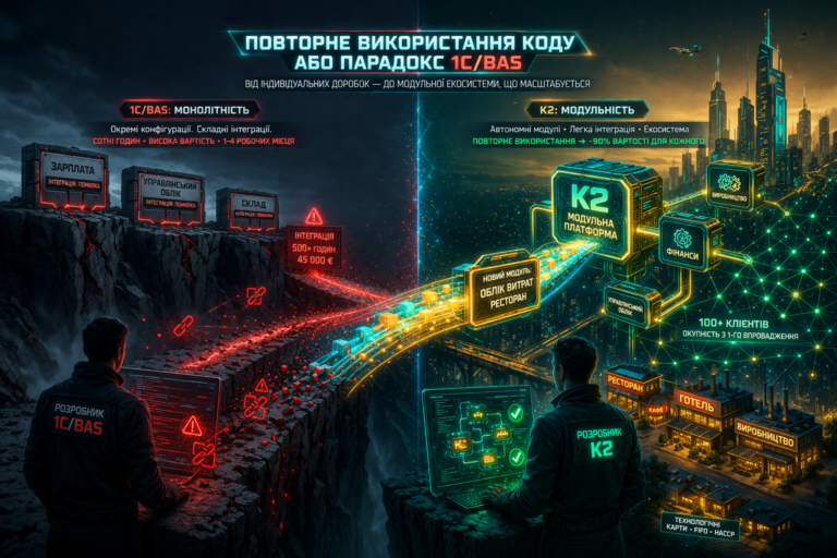 Повторне використання коду, або парадокс 1С/BAS без vendor lock: відкритий код K2 ERP