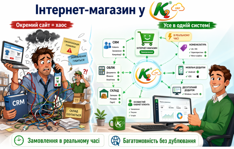 Інтернет-магазин у K2 ERP без vendor lock: відкритий код K2 ERP