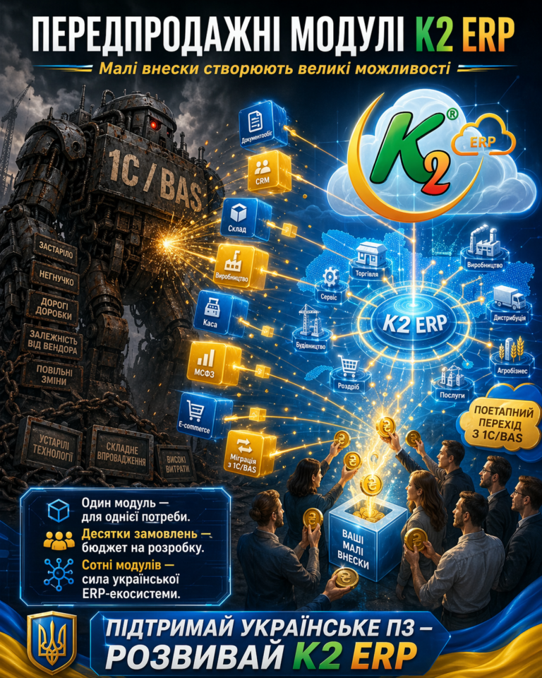 Концепція передпродажних модулів K2 ERP без vendor lock: відкритий код K2 ERP