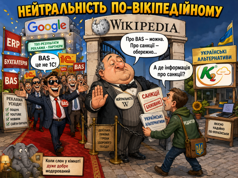 Wikipedia, BAS і нейтралітет без vendor lock: відкритий код K2 ERP