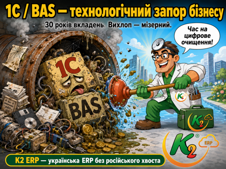 1С/BAS без vendor lock: відкритий код K2 ERP