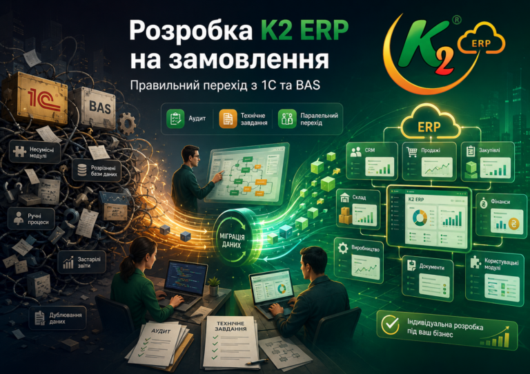 Розробка K2 ERP на замовлення без vendor lock: відкритий код K2 ERP