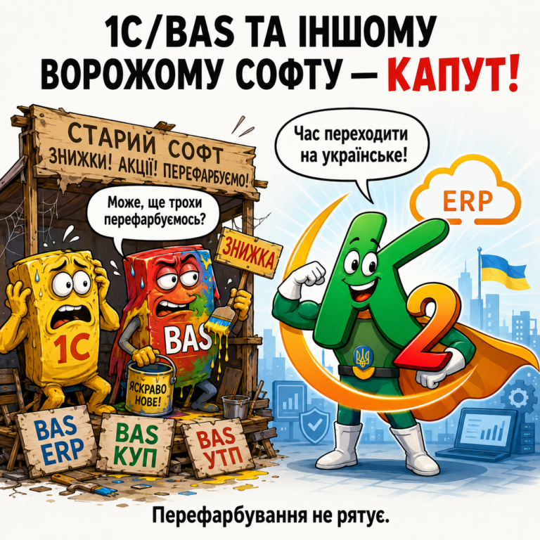 1С/BAS та іншому ворожому софту без vendor lock: відкритий код K2 ERP